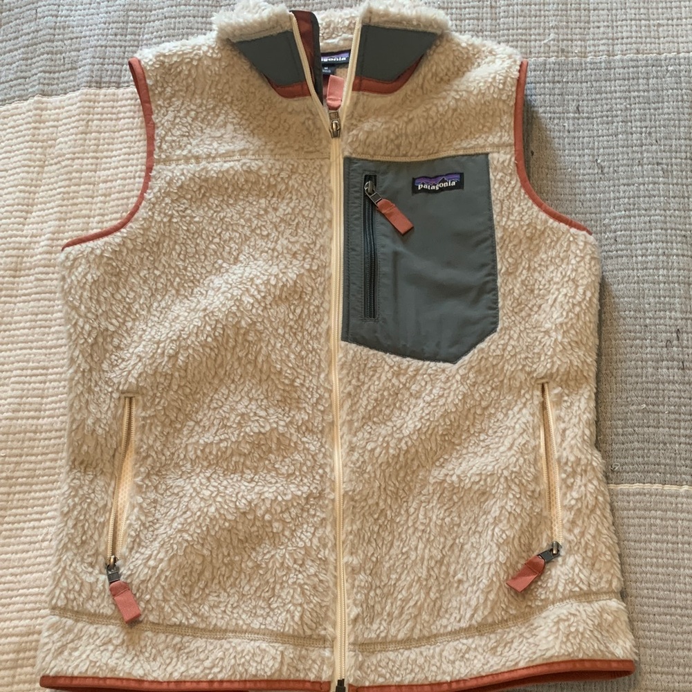 Patagonia Retro-X Cream and Green Fleece Vest